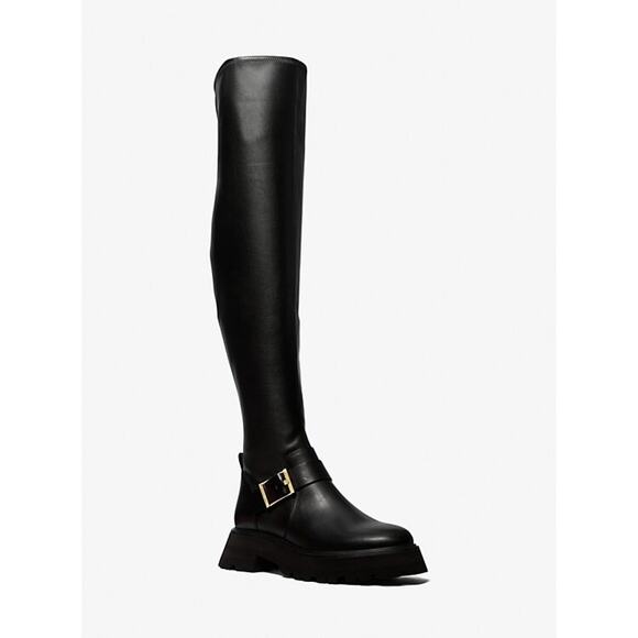 MICHAEL KORS EASTON 100% LEATHER OVER THE KNEE LUG BOOT NEW IN BOX. $345MSRP SZ6 - Picture 1 of 7
